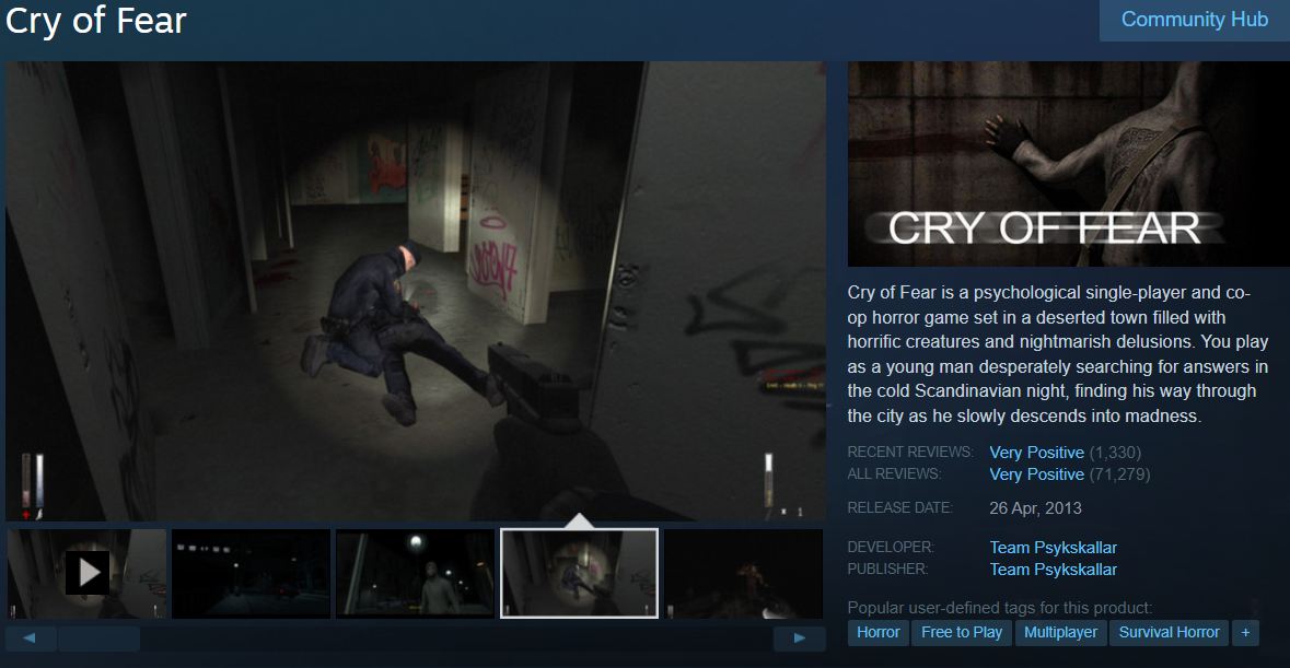 2.Cry of Fear Game Steam Gratis Horor