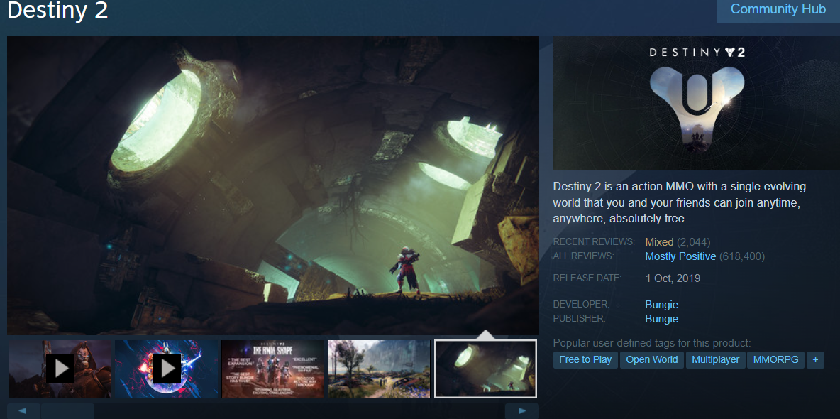 2.Destiny 2 Game Steam Gratis Multiplayer