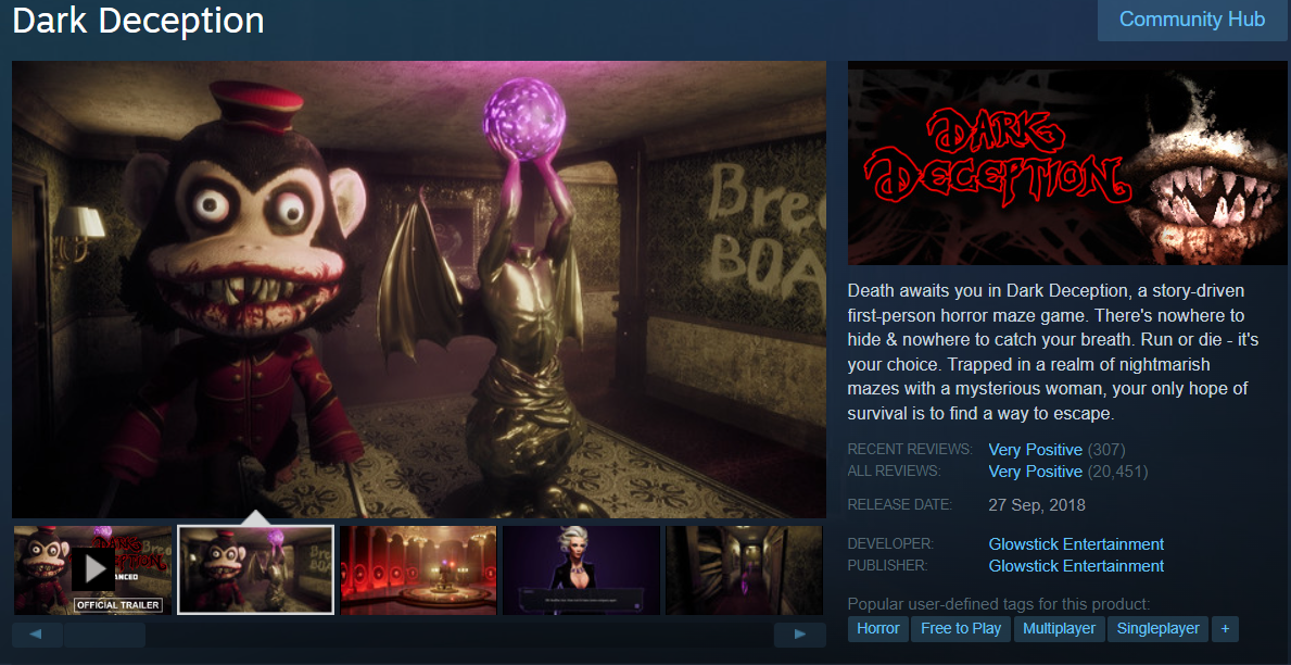 3. 3.Dark Deception Game Steam Gratis Horor