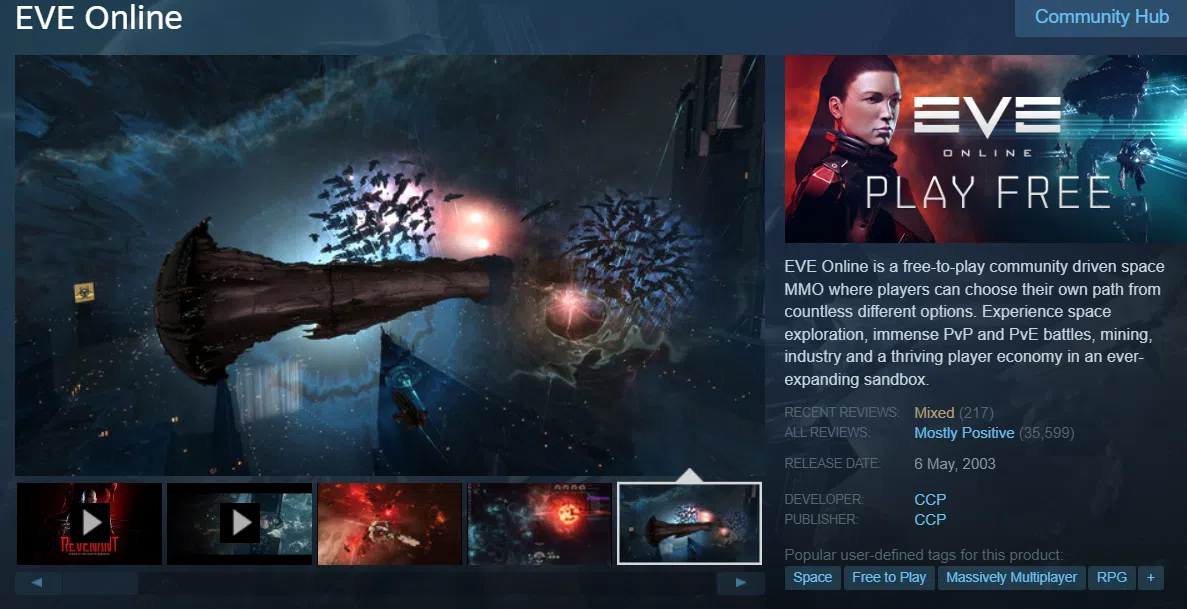 3.EVE Online Game Steam Gratis Multiplayer