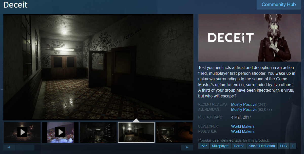 7.Deceit Game Steam Gratis Horor