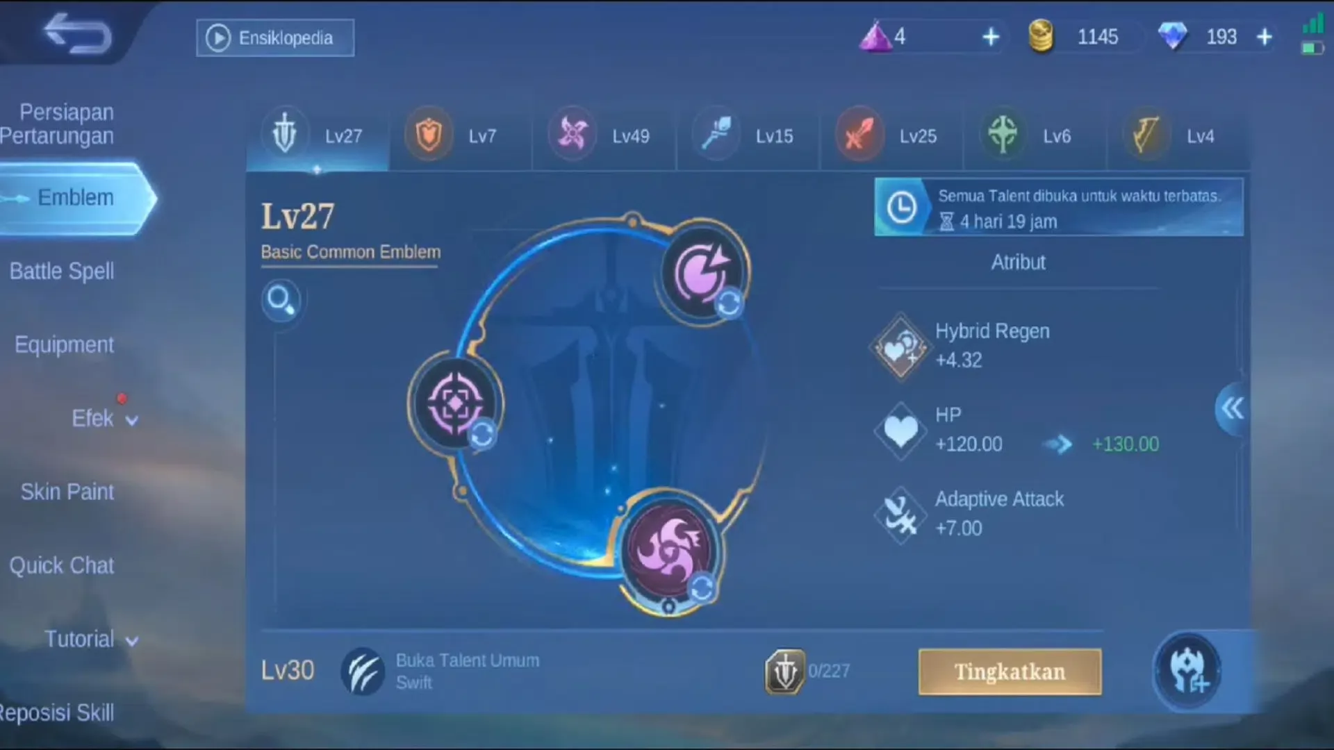 Cepat Level Up Emblem Mobile Legends